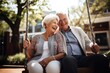 woman man senior couple happy retirement together elderly active vitality park fun smiling love old nature wife happiness mature walking holding hands swing