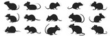 Fototapeta Pokój dzieciecy - Black mouse illustration. Set mouse silhouette. Minimalist and Flat Logo. Isolated vector image, animal theme, wildlife logo.