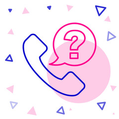 Poster - Line Telephone 24 hours support icon isolated on white background. All-day customer support call-center. Full time call services. Colorful outline concept. Vector