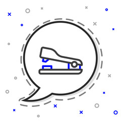 Poster - Line Office stapler icon isolated on white background. Stapler, staple, paper, cardboard, office equipment. Colorful outline concept. Vector
