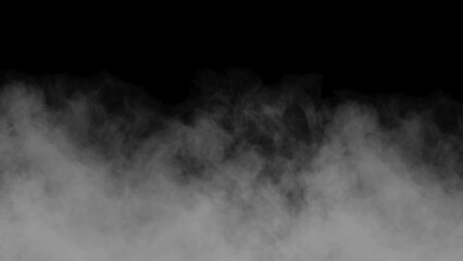 Wall Mural - Realistic smoke fog steam loop rises on black background