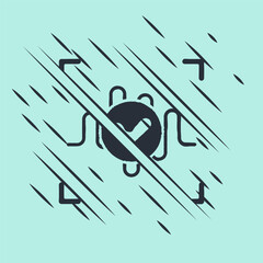 Poster - Black Voice recognition icon isolated on green background. Voice biometric access authentication for personal identity recognition. Cyber security. Glitch style. Vector