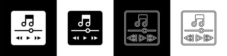 Poster - Set Music player icon isolated on black and white background. Portable music device. Vector