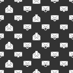 Poster - Set Received message concept, Envelope with star, Envelope and Delete envelope on seamless pattern. Vector