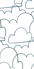 Wall Mural - clouds sky simple nature wildlife artistic seamless ink vector one line pattern hand drawn