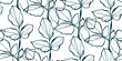 leaves plant nature artistic seamless ink vector one line pattern hand drawn