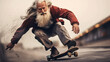 Active Lifestyle: High-Speed Skateboarding by an Old Man. 