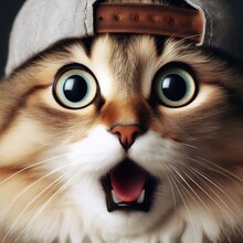 The Cat With His Mouth Open Is Very Surprised. Generative AI