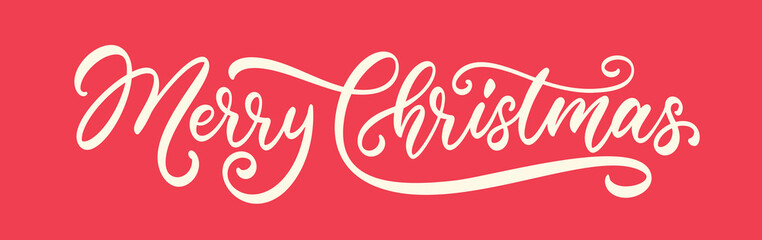 Wall Mural - Merry Christmas hand lettering typography for banner