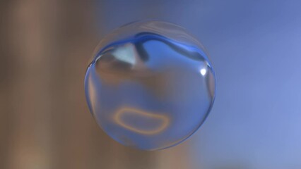 Poster - Bubble water sphere rotation animation on blurred background