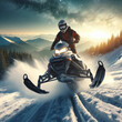 Snowmobile downhill. extreme sports and entertainment. ai generative