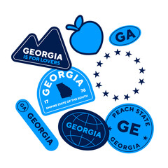 Wall Mural - Sticker Pack. Collection of trendy pins. Set of cool patches vector design. Georgia retro badges.