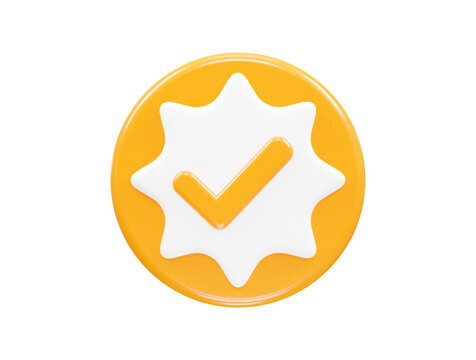 Verified icon illustration 3d rendering transparent element