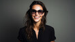 © © Raymond Orton - Fashion lifestyle portrait pretty woman in the sunglasses posing in the city summer