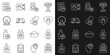 © Kostiantyn - Set line Pet carry case, shampoo, Heart with animals footprint, Bag of food, Veterinary ambulance, Hamster wheel, Dog pill and icon. Vector