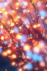 Aufkleber - A close-up view of a beautiful bunch of flowers with vibrant lights in the background. Perfect for adding a touch of elegance and beauty to any project or design.