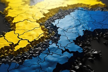 Poster - A detailed close-up view of a map of Europe. This image can be used to illustrate geography, travel destinations, or educational materials