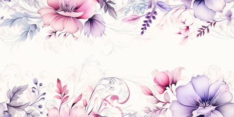 Wall Mural - AI Generated. AI Generative. Watercolor drawing paint flowers pattern texture surface background decoration. Graphic Art