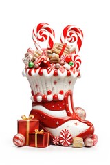 Aufkleber - A festive Christmas cake adorned with colorful candy canes and candies. Perfect for holiday celebrations and sweet treats