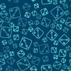 Poster - Green line Diagonal measuring icon isolated seamless pattern on blue background. Vector