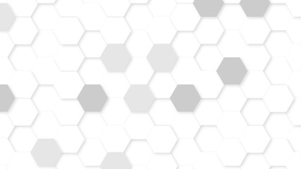Poster - Abstract white and gray multi-shades hexagonal background. Gray luxurious 3d honeycomb futuristic vector. 3D futuristic abstract honeycomb mosaic white background. geometric mesh cell texture.	