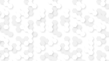 Poster - Abstract background with multiple shades of gray hexagon pattern vector design template. White hexagons geometric background, abstract white grey shapes stacks.