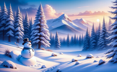 Fantastic winter landscape. AI