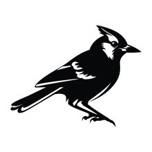 Black Silhouette Of A Blue Jay Vector Illustration