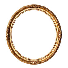 Oval Golden Frame With A Decorative Pattern, Cut Out