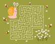 © Tatiana - Educational maze for kids with cartoon snails. Children's game, educational puzzle, vector
