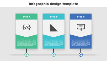 Poster - Set Square root of x glyph, Triangle math and Certificate template. Business infographic template. Vector