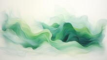Abstract Background With Green Waves And Landscape Painting