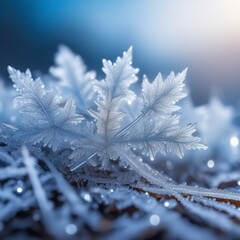 Snow on the branches and leaves of the tree