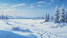 Winter Wonderland Enchanting Panoramic Snowscape With Delicate Snowfall And Glistening Fir Branches