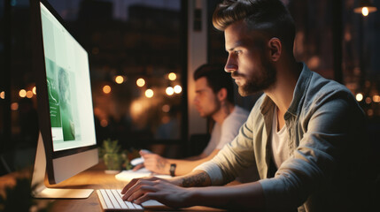 Aufkleber - Programmers Coding For Website In Office, Information Technology.