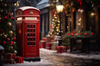 Telephone box in Christmas time