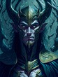 Loki Norse God of Trickery and Mischief and The Father of Monsters. Abstract Scandinavian God Loki. A Mystical Norse God of the Trickery. Scandinavian Mythology.