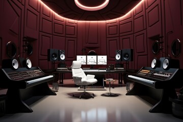 Wall Mural - Music mixing studio, Minimalist design.