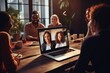 © Regina - A diverse group of friends coming together in a virtual meeting, connecting across distances through screens to share moments and conversations.