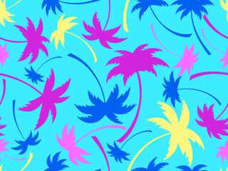 Wall Mural - seamless pattern with colorful palm trees. summer time, wallpaper with tropical palm trees pattern. 