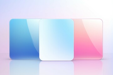 Card-style layout, gradient flat rectangular shape board divided in 3 parts, on bright background, pink red and blue pastel colors, white. Minimal creative concept of flag of France, copy space mockup