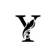 letter Y. flower letters. Vintage ornament initial Alphabet. Logo vector