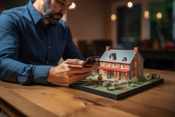 Poster - A homeowner making an online mortgage payment from a laptop. Concept of digital banking and financial management. Generative Ai.