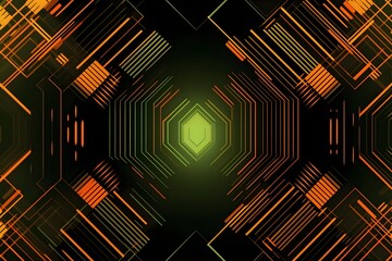 Wall Mural - Green and orange colors technology shapes background, abstract futuristic wallpaper