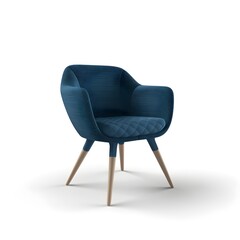 Blue modern chair on white background