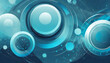 Blue cyan geometric tech background with glossy circles