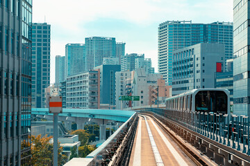 Wall Mural - View of Tokyo, Japan from the automated monorail