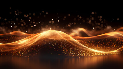 Abstract digital wave particle poster web page PPT background
