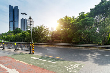 Wall Mural - Empty urban road and buildings in the city