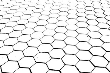 Wall Mural - black and white hexagon silhouette texture background